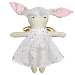 Bunny Angel Doll in Gold Dashed Dress