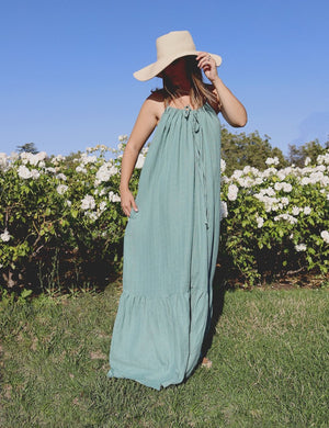 Women's Organic Cotton Maxi Sundress - Silver Sage