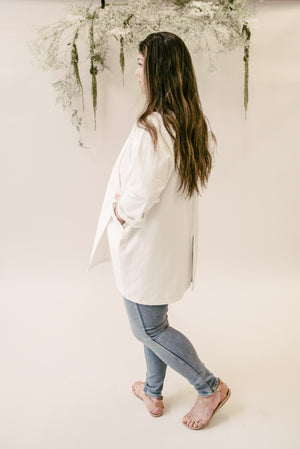 Women's Organic Cotton Canvas Kimono Jacket - Bone
