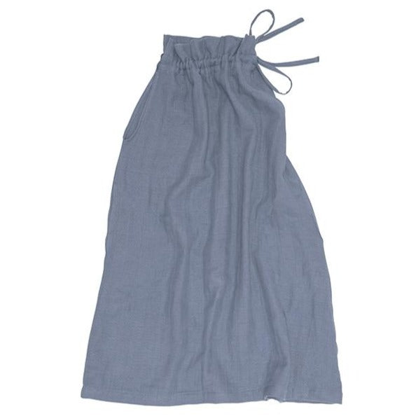 Ruffle Neck Sundress - Stonewash Blue