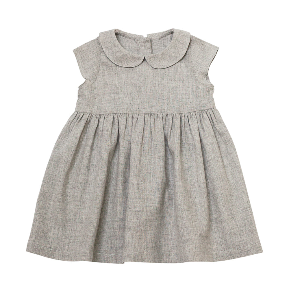 grey peter pan collar dress Grey Peter Pan Collar Preppy Style Pleated Dress, Grey / S