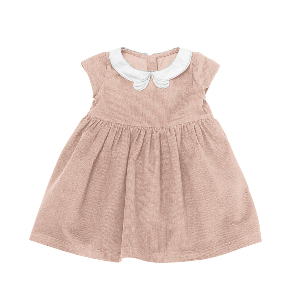 Peter Pan Collar Dress | Pink Meringue Corduroy - www.elliefunday.com Peter Pan Collar Dress | Pink Meringue Corduroy - www.elliefunday.com