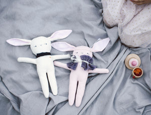 Monsieur Lapin White - Handmade Stuffed Bunny