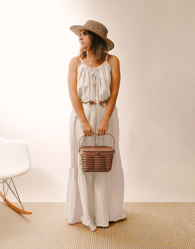 Women's Organic Cotton Maxi Sundress - Natural