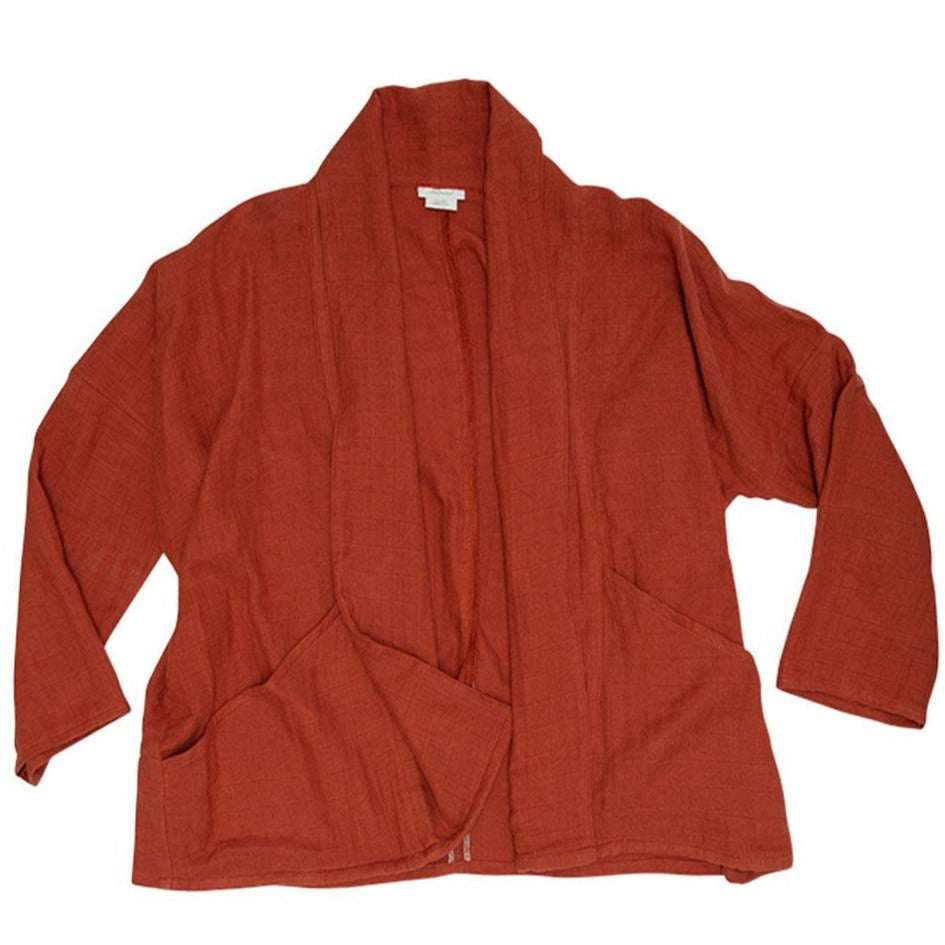 Women's Organic Cotton Gauze Kimono Jacket - Cayenne